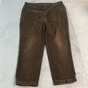 Jos A Bank Brown Corduroy Pants Mens 40x29 Flat Front Cuffed Cotton Trousers